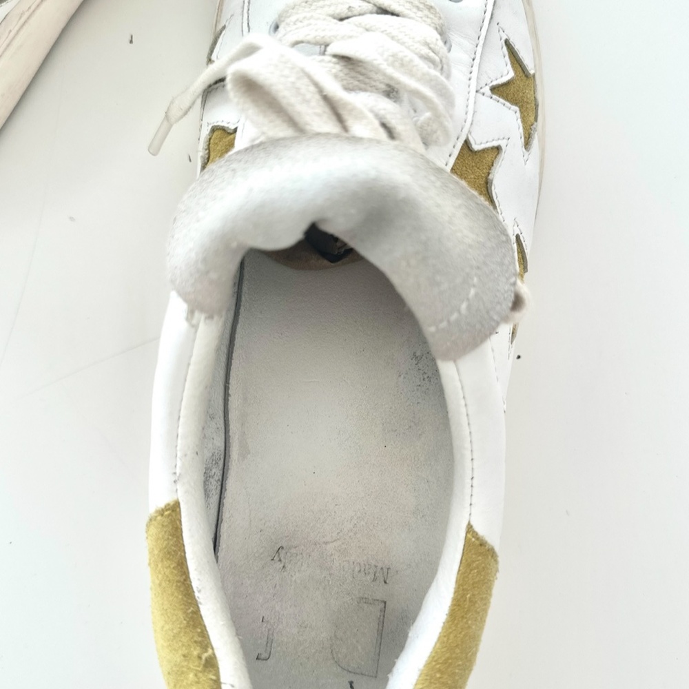 Leather Athletic Shoes - Made in Italy - white and yellow stars - Size 40 - Picture 3 of 4
